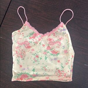 Floral Pink and Cream Women's Top